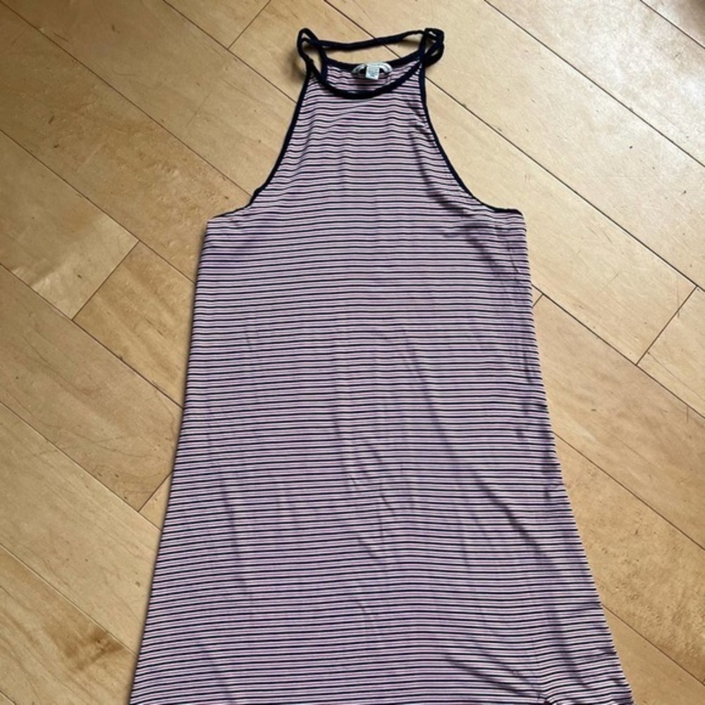 American Eagle Blue and Red Striped Halter Dress size Small